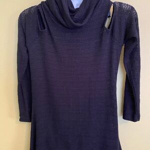 Black Cowl Neck Cutout Shoulder Sweater